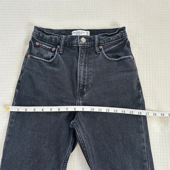Abercrombie & Fitch Dark Grey Women Denim Ankle Straight High Rise Size 25 /0 - Picture 6 of 11